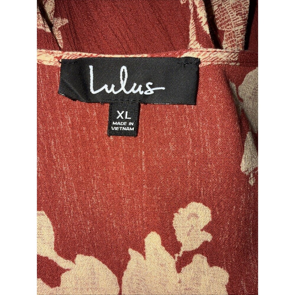 Lulus Rust Red Floral Maxi Dress True Wrap Slit Coquette Date Night Feminine XL - Picture 7 of 9